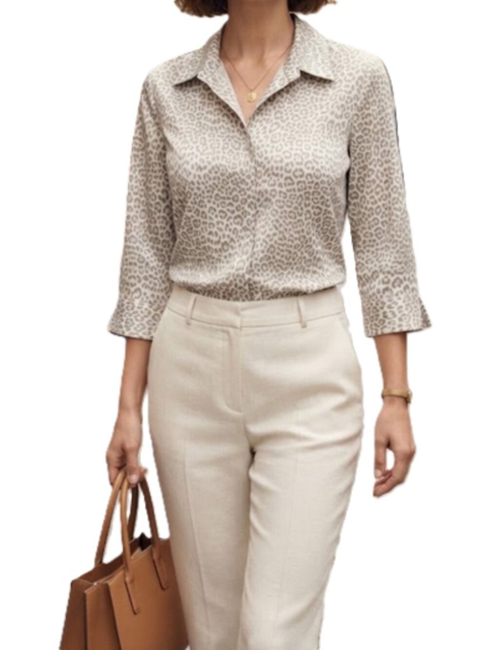 Chico's CLeopard No Iron Cotton Button Front Blouse size 2P